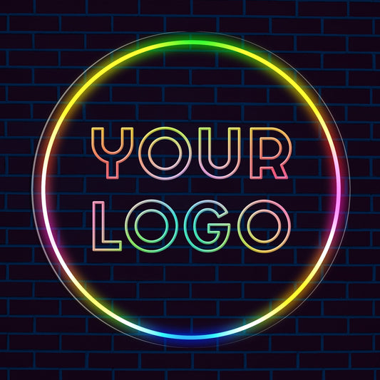 "Logo Multicolore & Nom Personnalisé" en Enseigne Lumineuse