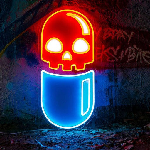 "Chill Pill" Oeuvre d'art en acrylique néon