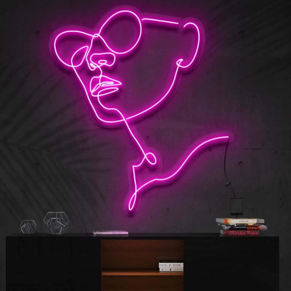 Neon light "La Parisienne - Face with glasses"