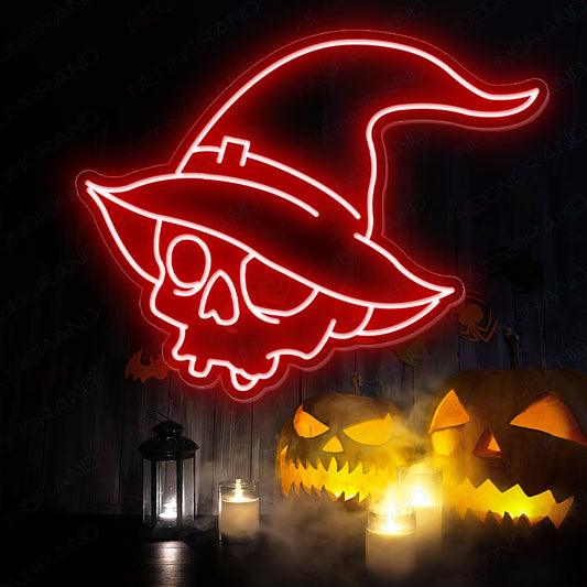 Chapeau magique de Halloween avec tête de mort - Enseigne lumineuse LED