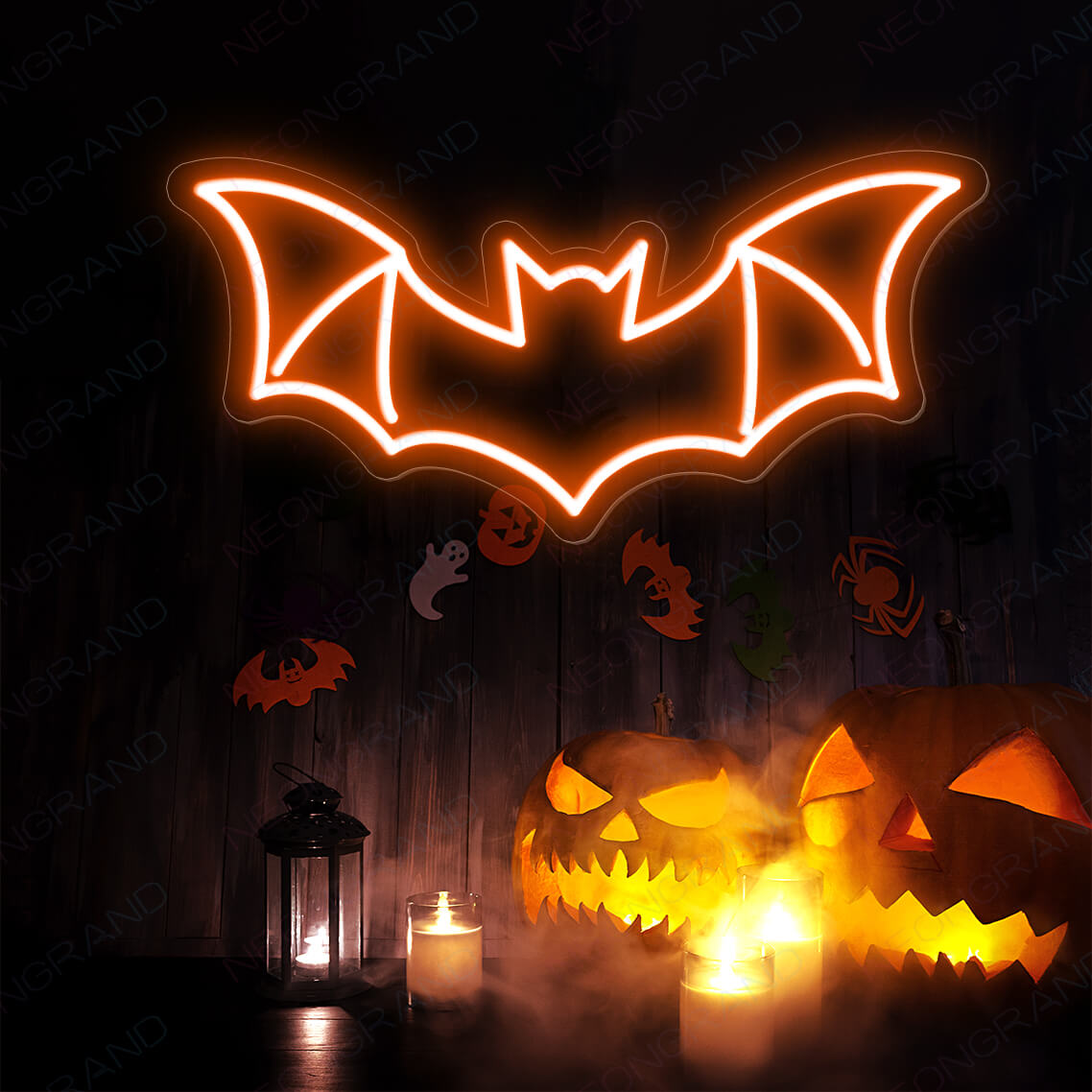 Panneau lumineux LED "Chauve-souris Halloween"