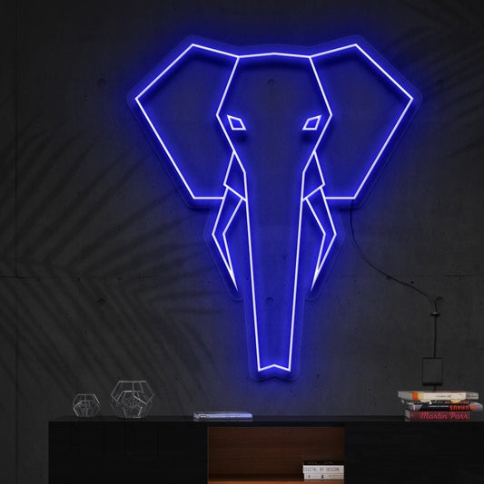 "Geometric Elephant" Neon Sign => Panneau néon "Éléphant géométrique"
