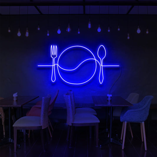 "Plate Line Art" Enseigne Lumineuse pour Bars & Restaurants