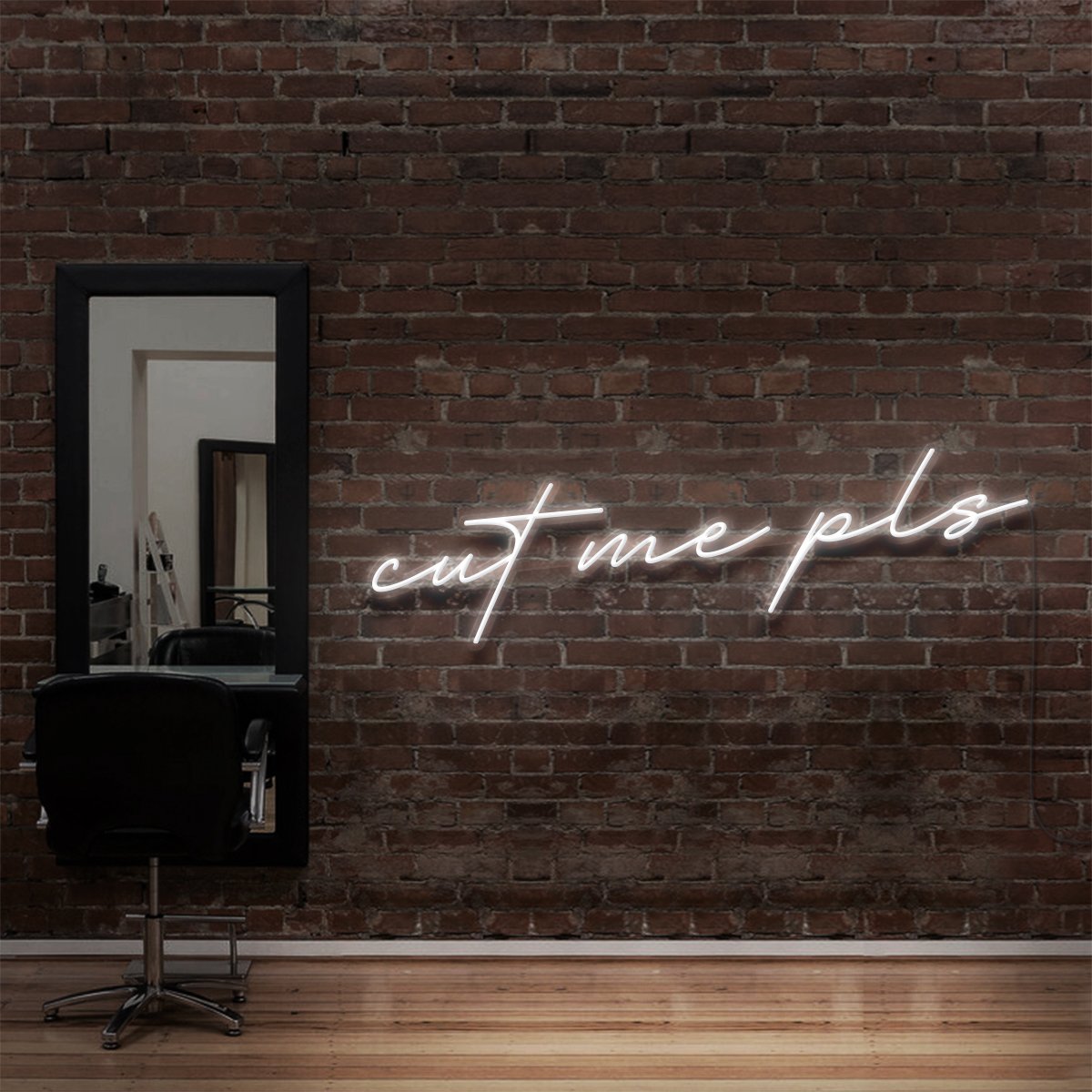 "Cut Me Pls" Enseigne Lumineuse pour Salons de Coiffure & Barbiers