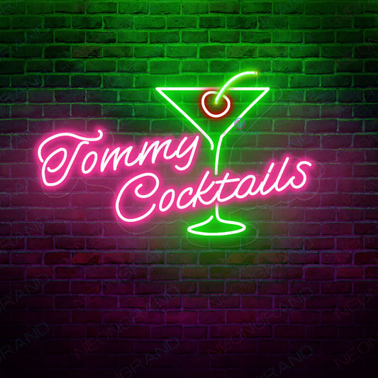 Enseigne personnalisée de bar avec éclairage à LED "Neon Cocktail Sign Custom Name Bar Led Light".