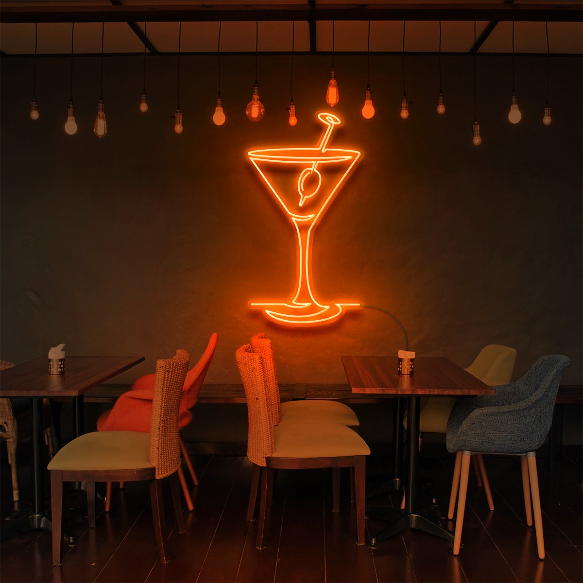 "Martini Glass" Enseigne Lumineuse pour Bars & Restaurants