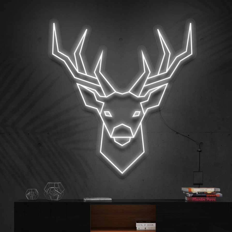 "Geometric Deer" Neon Sign = "Enseigne en néon de Cerf Géométrique"