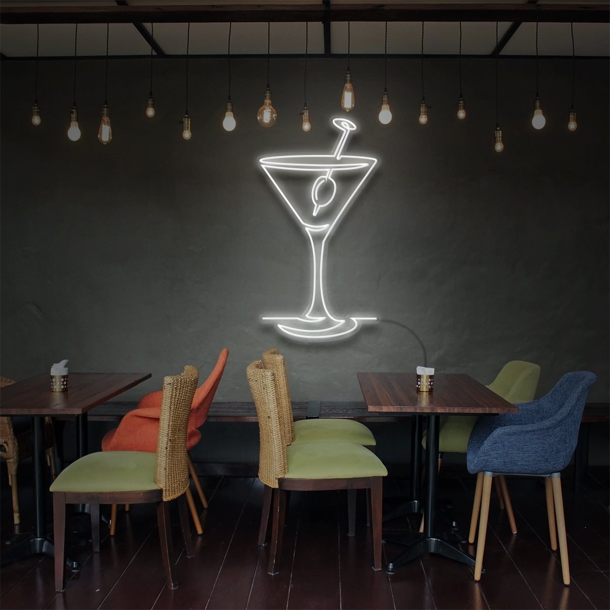 "Martini Glass" Enseigne Lumineuse pour Bars & Restaurants