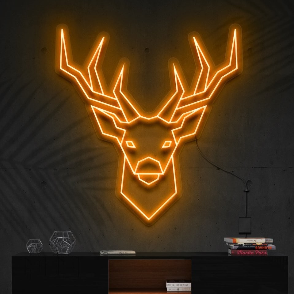 "Geometric Deer" Neon Sign = "Enseigne en néon de Cerf Géométrique"