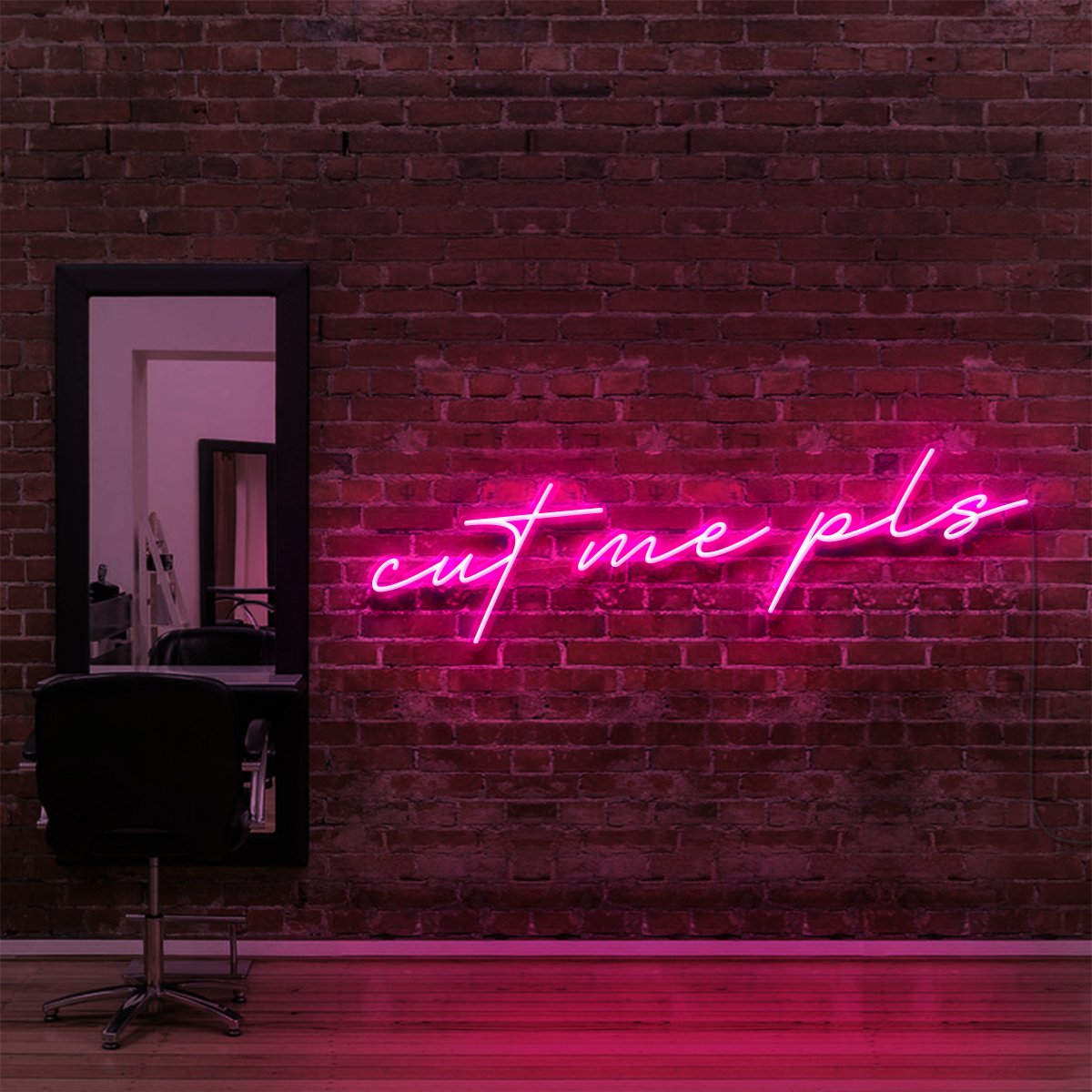 "Cut Me Pls" Enseigne Lumineuse pour Salons de Coiffure & Barbiers