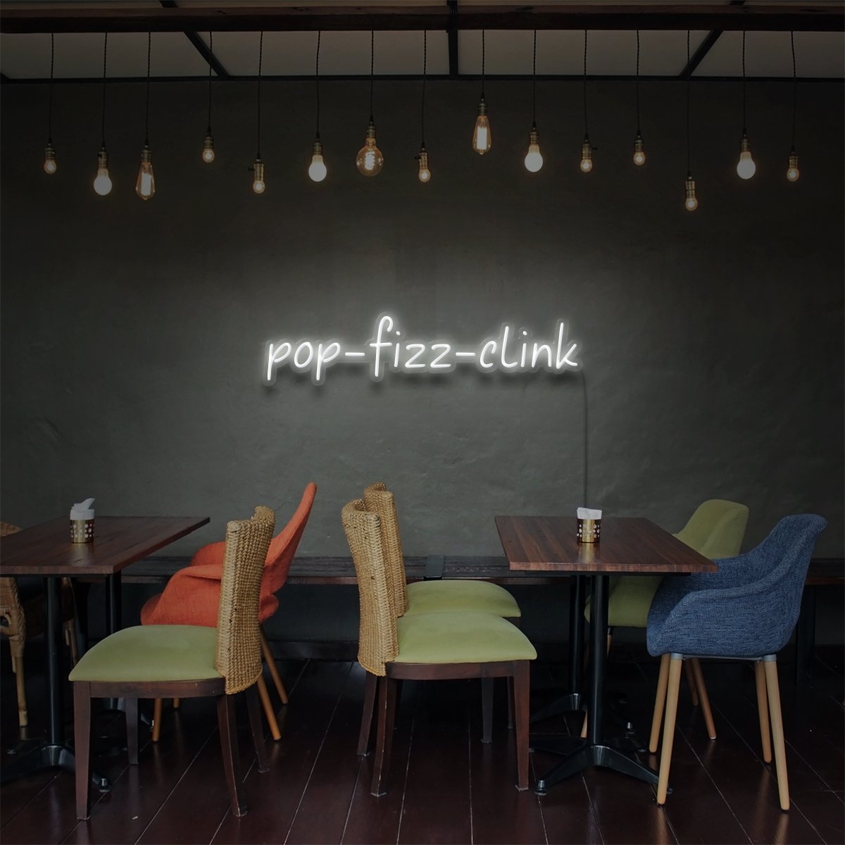 "Pop Fizz Clink" Enseigne Lumineuse pour Bars & Restaurants