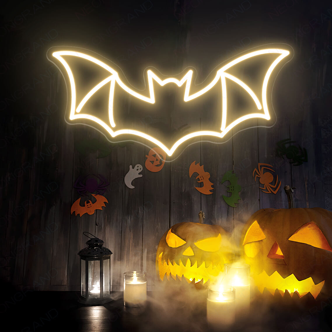 Panneau lumineux LED "Chauve-souris Halloween"