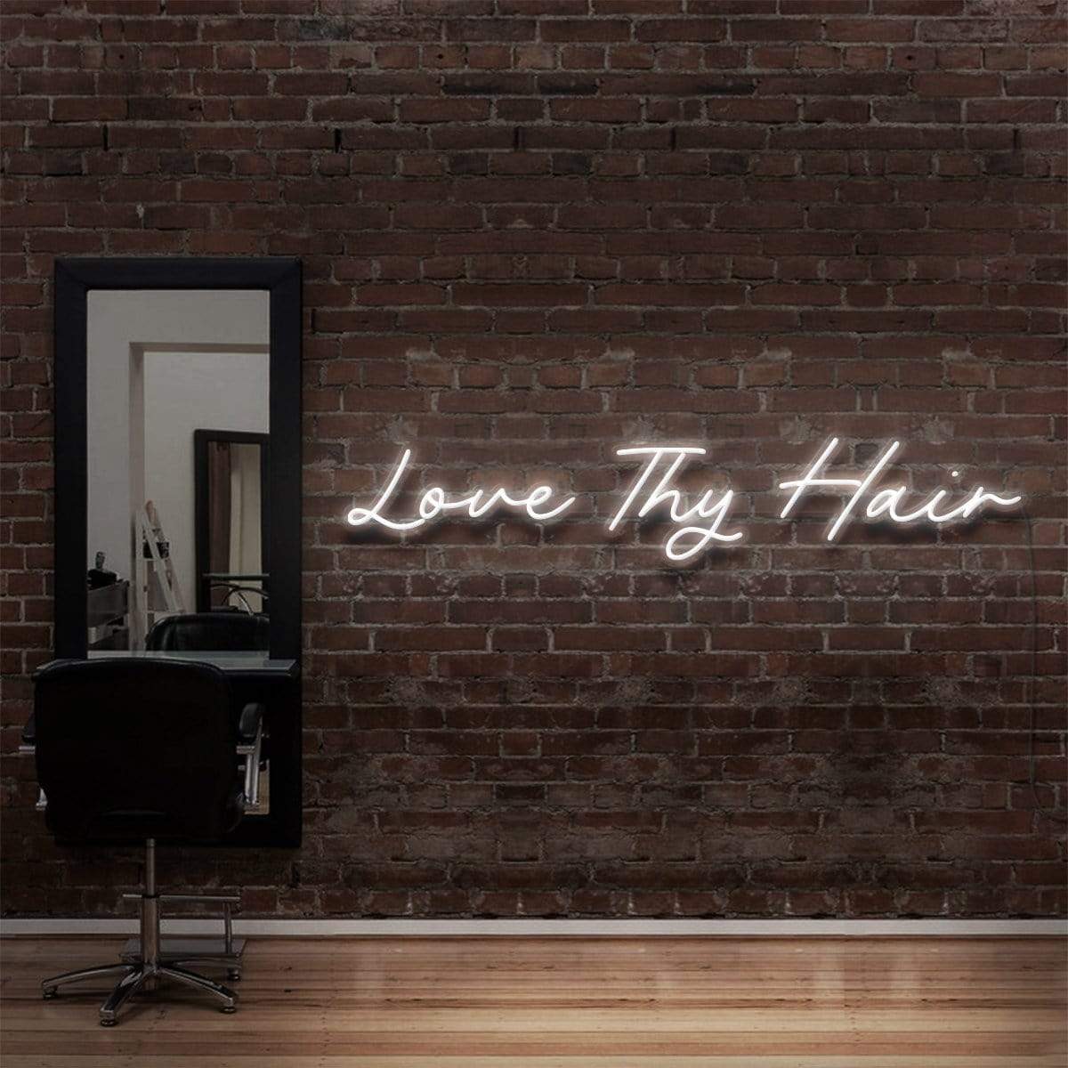 "Love Thy Hair" Enseigne Lumineuse pour Salons de Coiffure & Barbiers