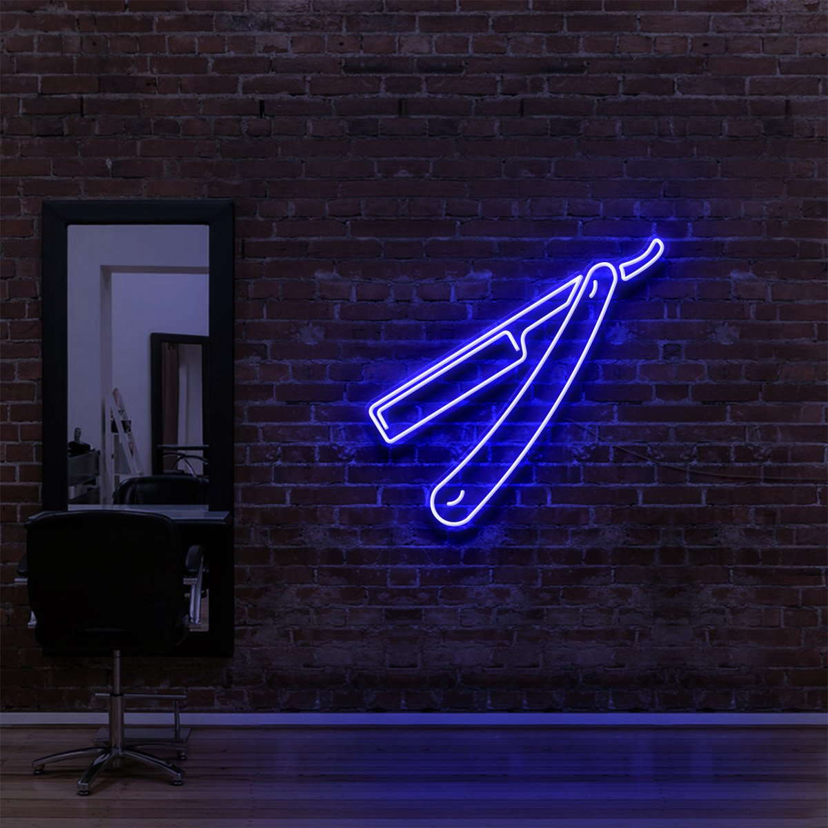 "Razor Blade" Enseigne Lumineuse pour Salons de Coiffure & Barbiers