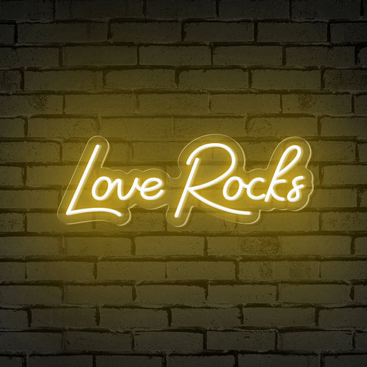 "Love Rocks" Affiche néon pour les mariages et les demandes en mariage