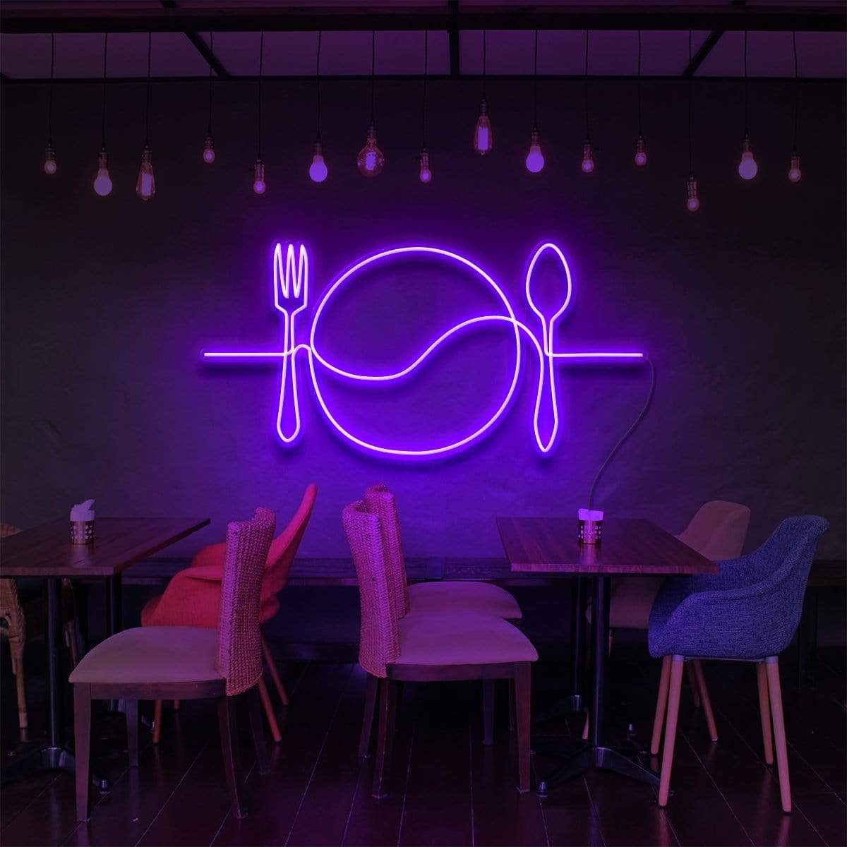 "Plate Line Art" Enseigne Lumineuse pour Bars & Restaurants