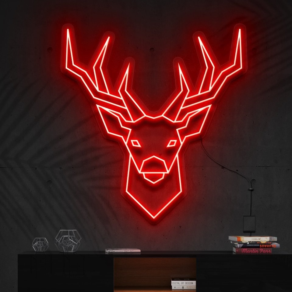 "Geometric Deer" Neon Sign = "Enseigne en néon de Cerf Géométrique"