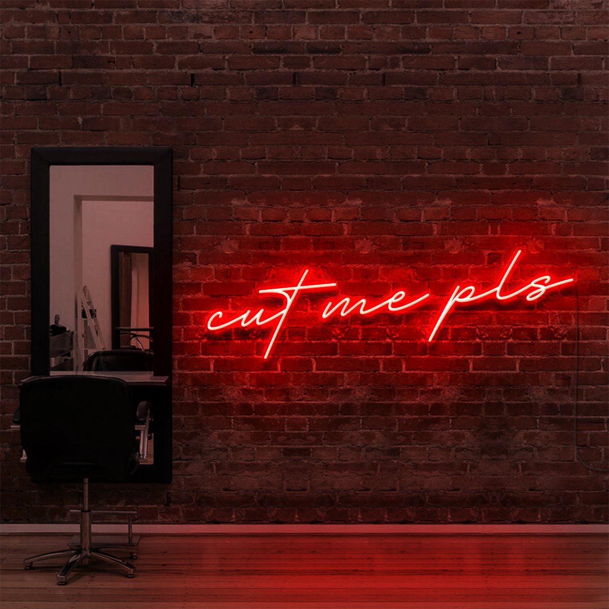 "Cut Me Pls" Enseigne Lumineuse pour Salons de Coiffure & Barbiers