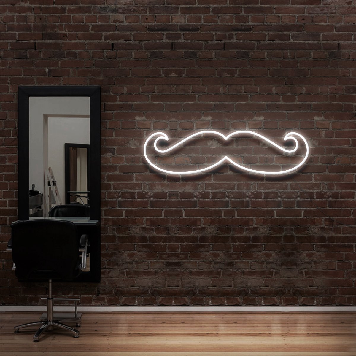 "Enseigne Néon 'Moustache' pour Salons de Coiffure & Barbiers"