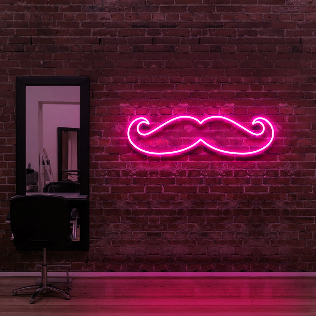 "Enseigne Néon 'Moustache' pour Salons de Coiffure & Barbiers"