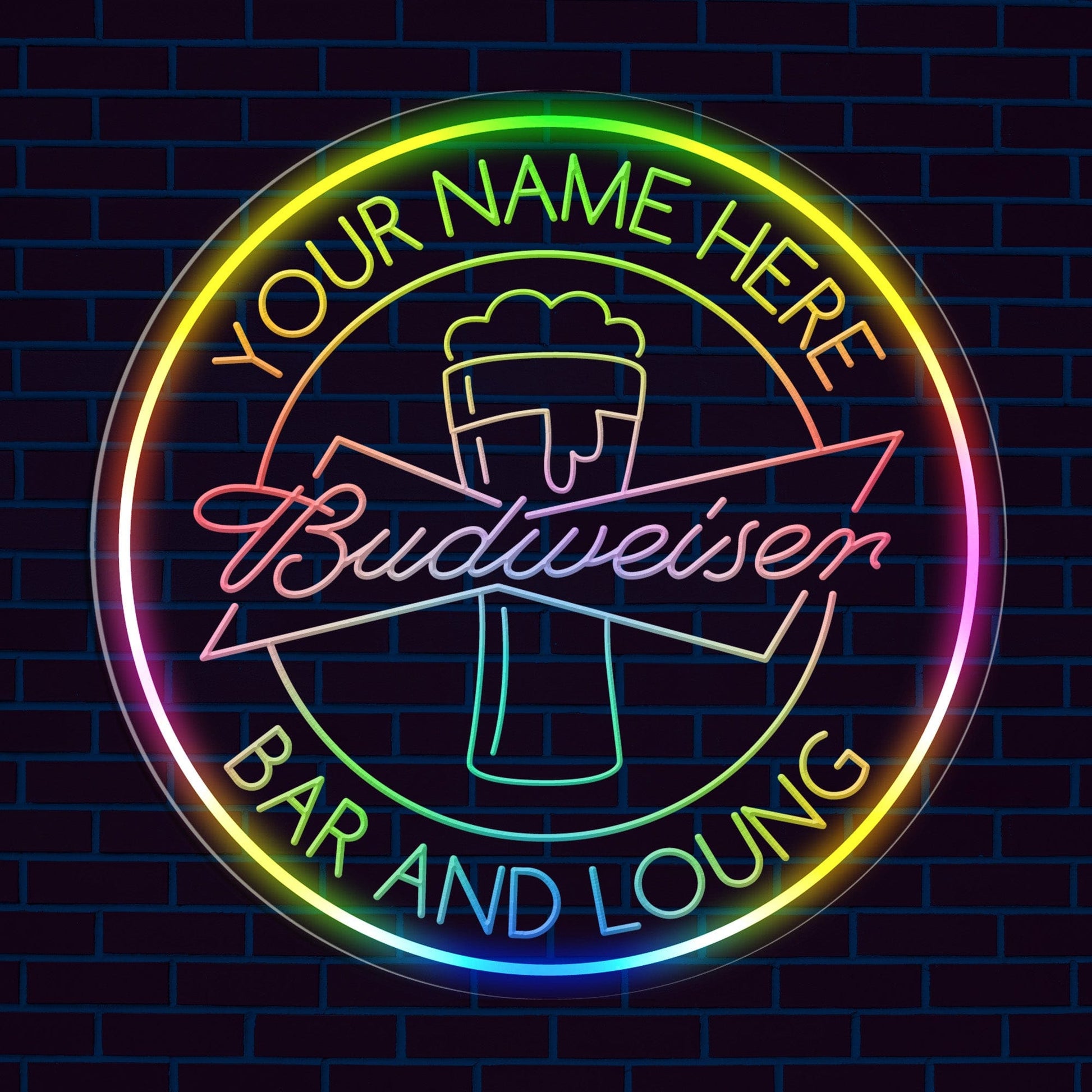 "Multicolore Budweiser" Enseigne Néon Personnalisée pour Bars