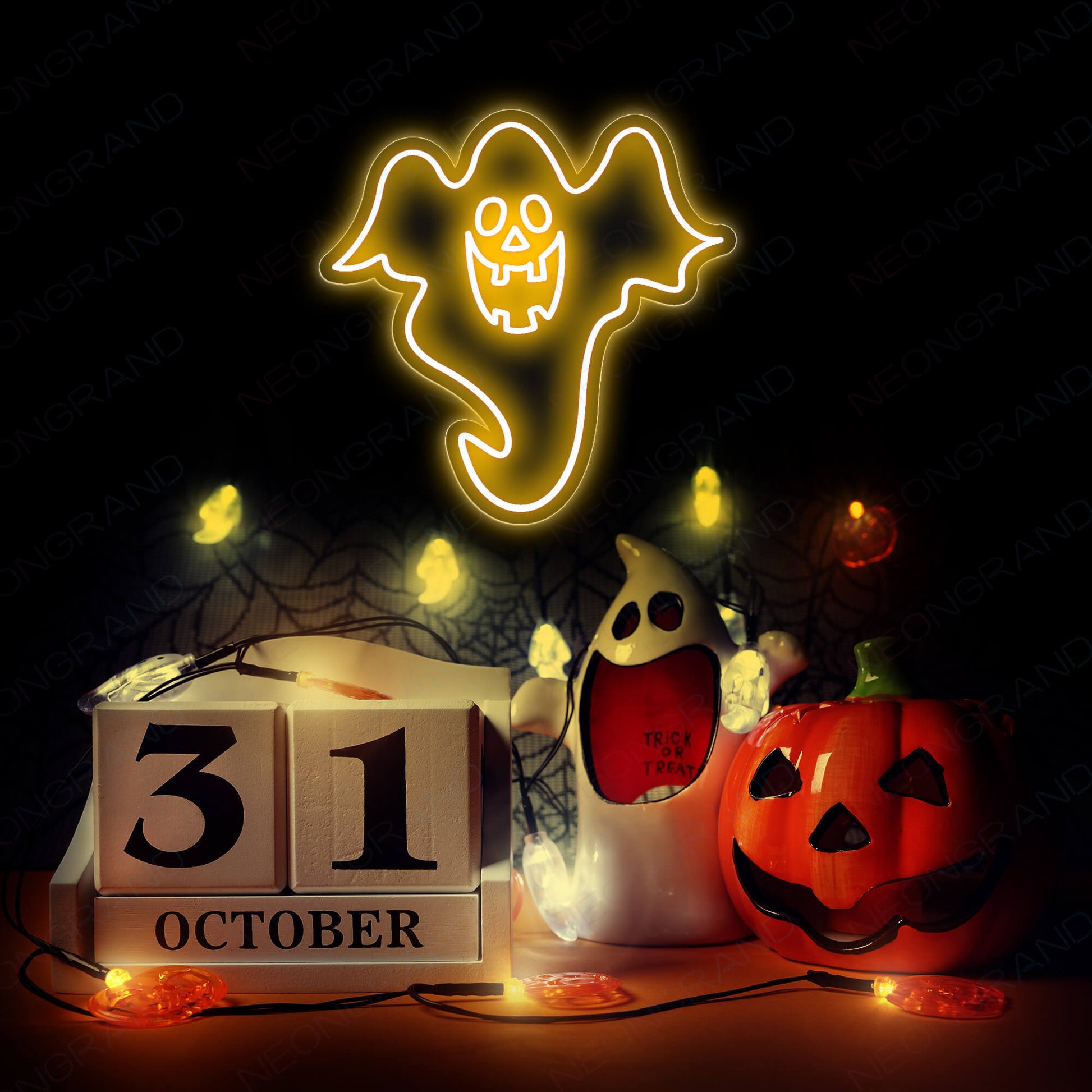 Enseigne néon fantôme Enseigne néon Halloween Lumière LED.