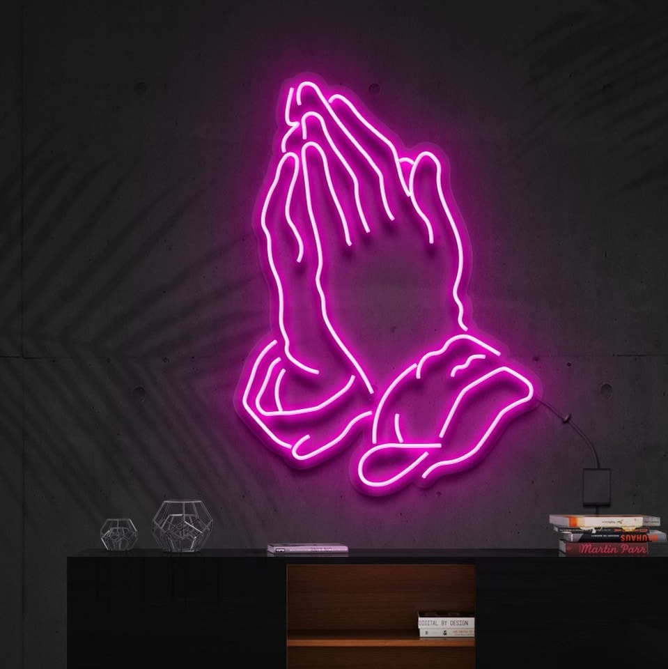 "Praying Hands" Panneau Néon